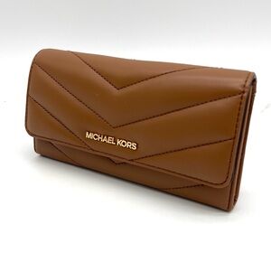 Michael Kors Brown Quilted Large Trifold Wallet